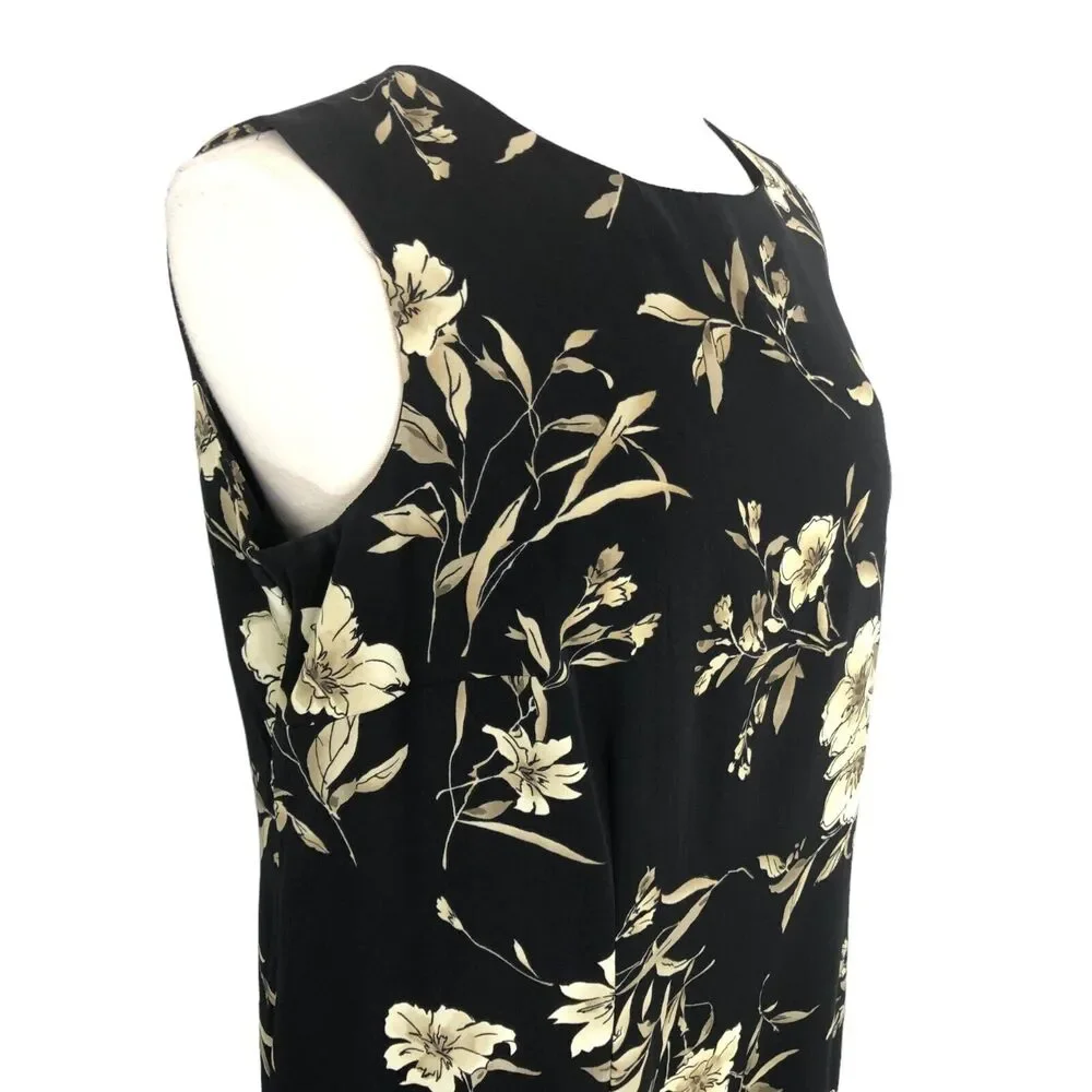 R&K Originals Career Maxi Shift Dress Jewel Neck Sleeveless Size 14W Vintage